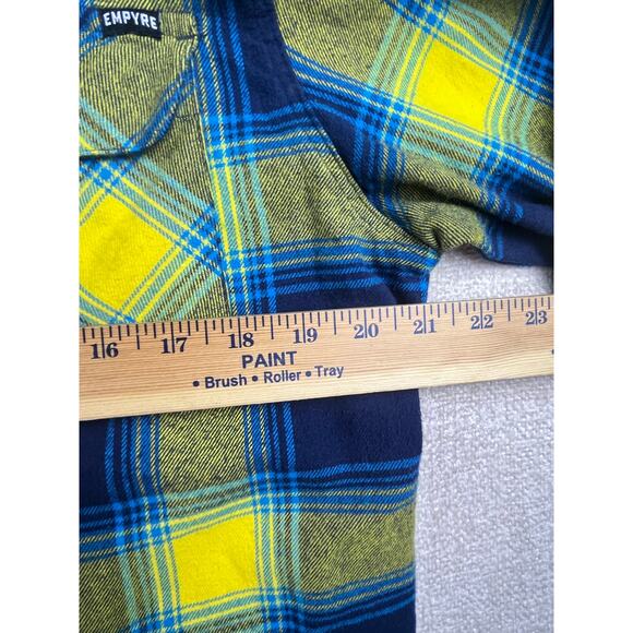 Empyre Men’s Large Blue/Yellow Plaid Flannel Long Sleeve Button Shirt Streetwear - Picture 4 of 4